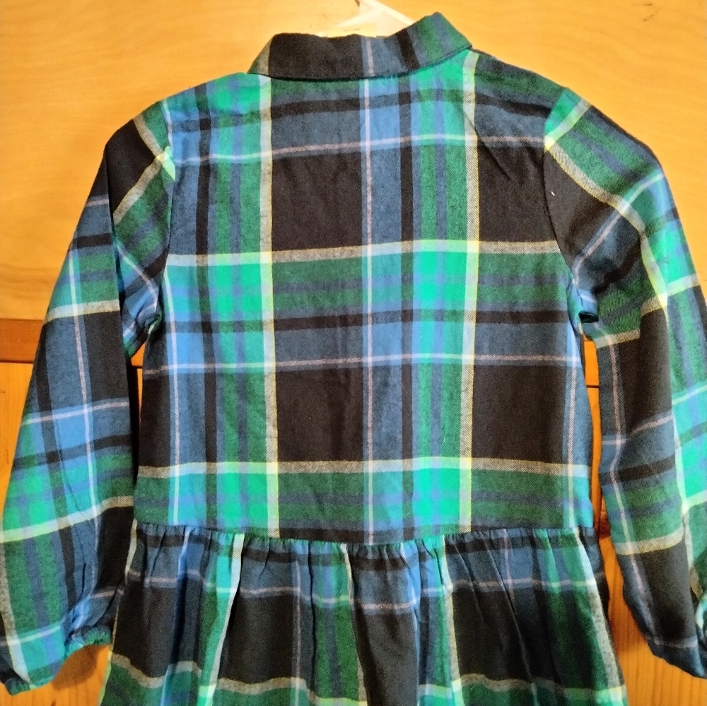 NWT Thereabouts Girls Green Blue Plaid Dress Sz S(7/8) Playtime Outdoor Fun - Picture 4 of 7